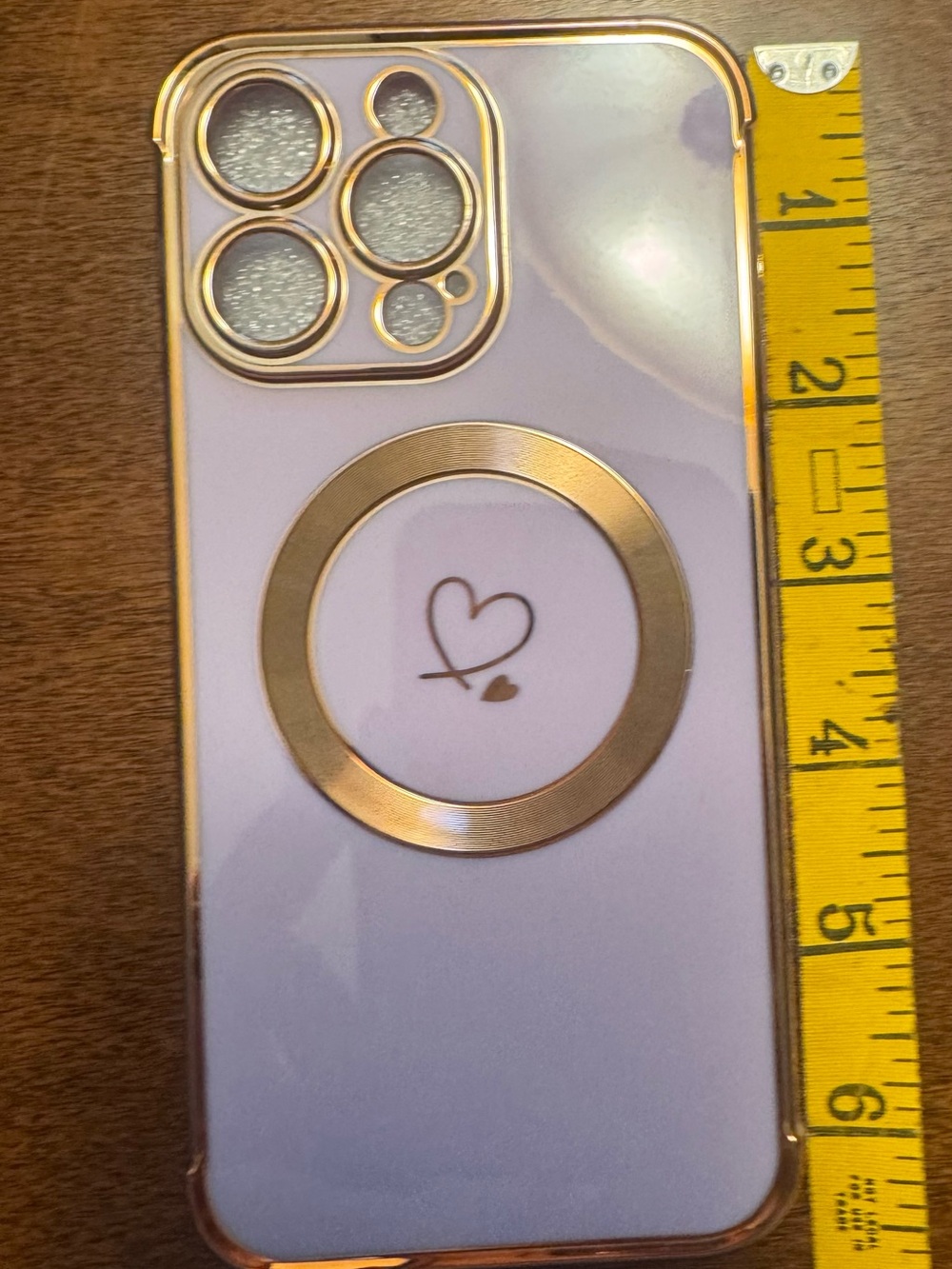 Source Unknown Light Purple Phone Case with Gold Ring and Heart Accent iPhone 15